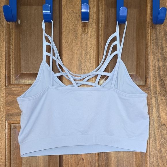 Zenana:Beautiful Seamless Crisscross Front Bralette w/Removable pads, Ash blue - Picture 4 of 11